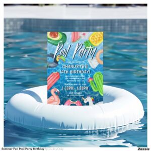 Summer Fun Pool Party Birthday Invitation