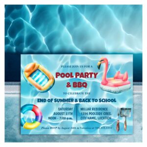 Summer Pool Party and BBQ Invitation