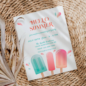 Summer Pool Party Backyard BBQ Bash Invitation