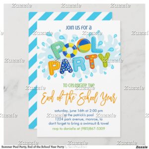 Summer Pool Party, End of the School Year Party Invitation