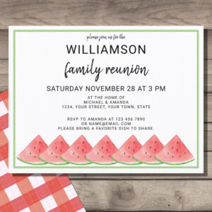 Summer Watermelon Family Reunion Announcement Postcard