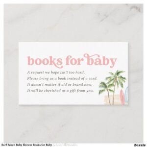 Surf Beach Baby Shower Books for Baby Enclosure Card