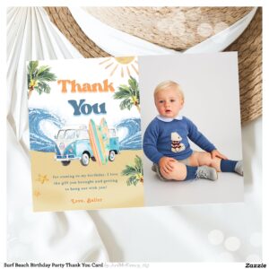 Surf Beach Birthday Party Thank You Card
