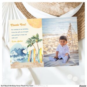 Surf Beach Birthday Party Thank You Card
