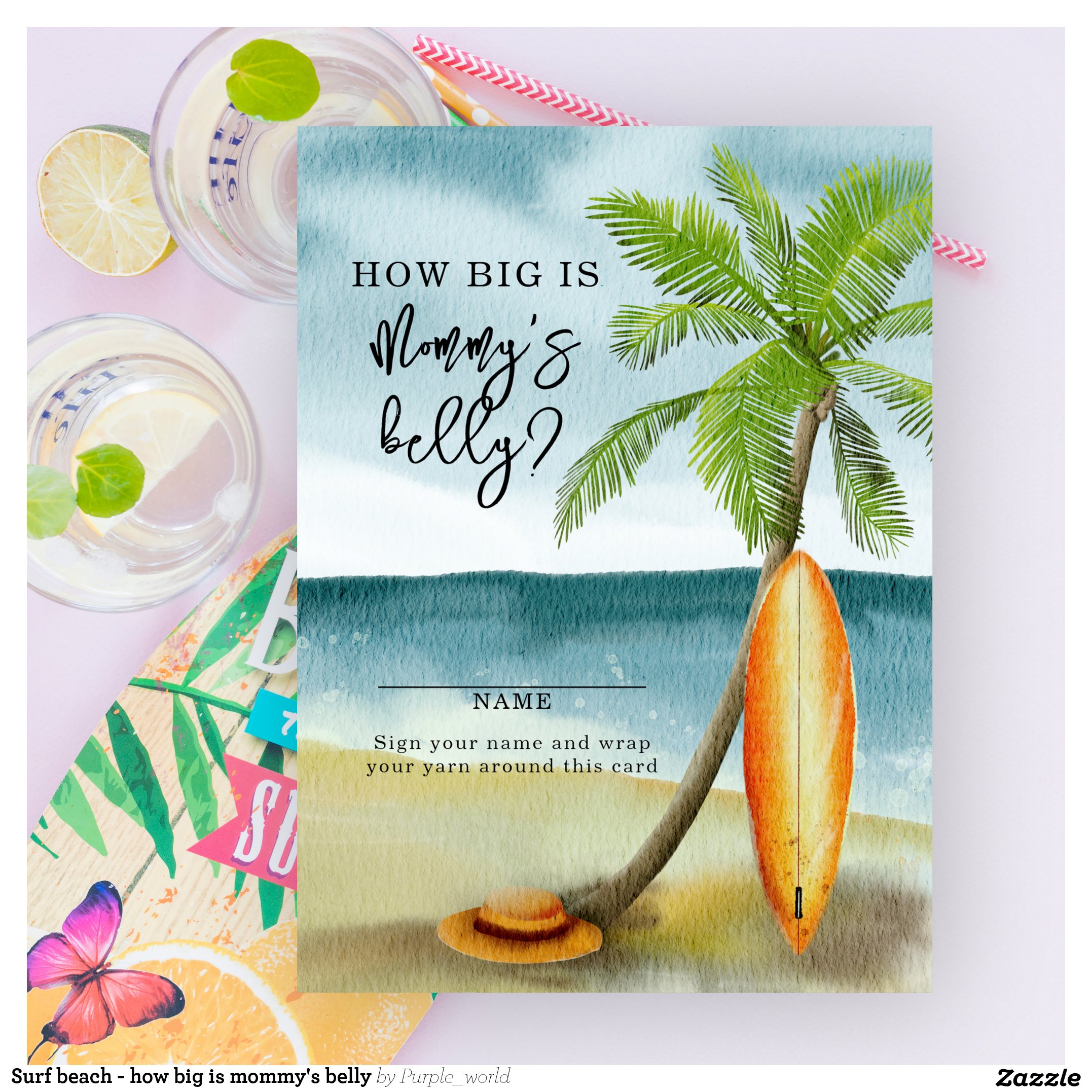Surf beach - how big is mommy's belly enclosure card
