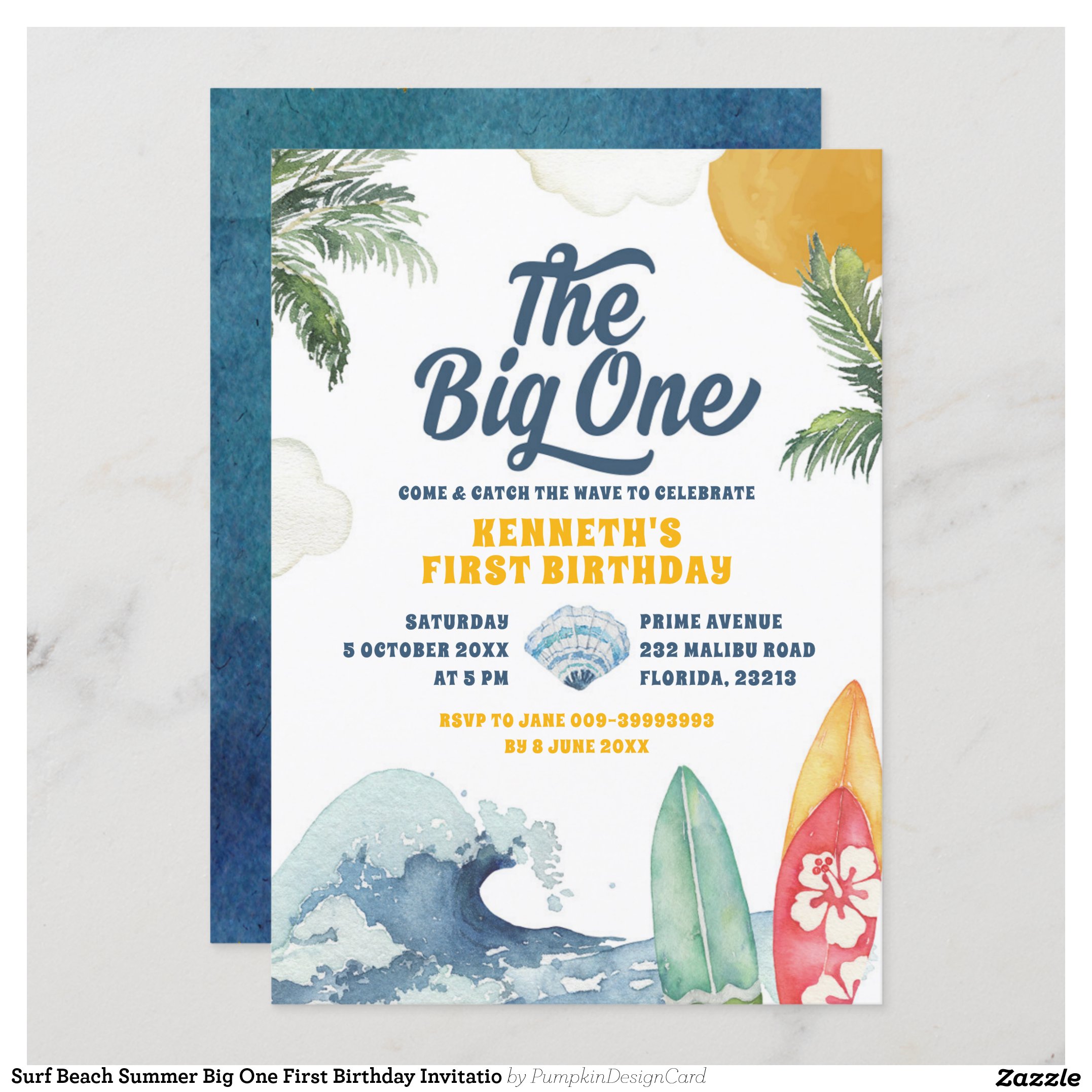 Surf Beach Summer Big One First Birthday Invitatio Invitation