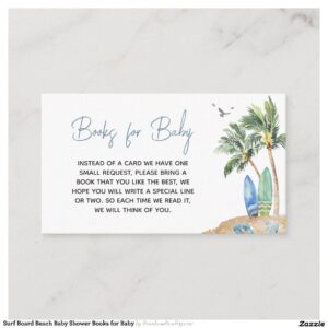 Surf Board Beach Baby Shower Books for Baby Enclosure Card