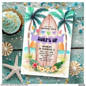 Surf & Sea Surf's Up Beach Birthday Invitation