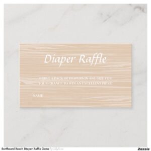 Surfboard Beach Diaper Raffle Game Enclosure Card