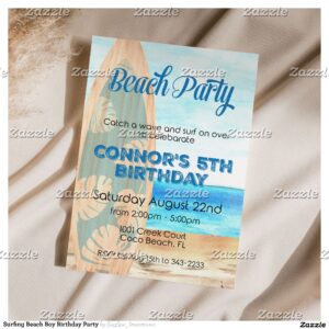 Surfing Beach Boy Birthday Party Invitation