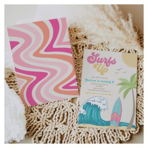 Surfing Birthday Invitation Girl Surfing