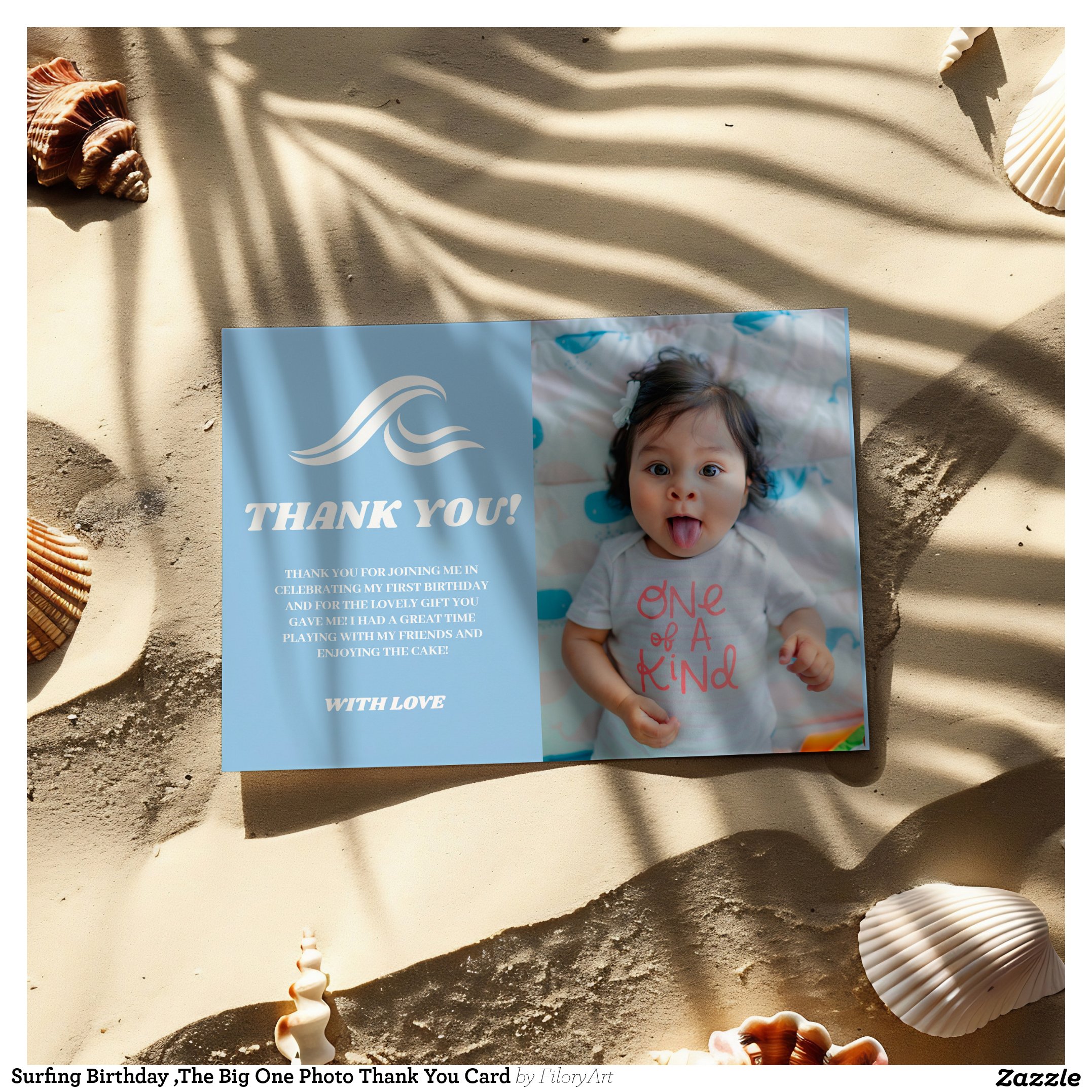 Surfing Birthday ,The Big One Photo Thank You Card