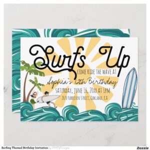 Surfing Themed Birthday Invitation