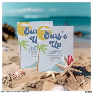 Surfs Up Beach Birthday Invitation