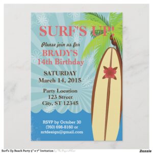 Surf's Up Beach Party 5" x 7" Invitation