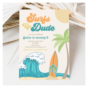Surfs Up Birthday Invitation Surfing Invitation
