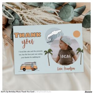 Surf's Up Birthday Photo Thank You Card
