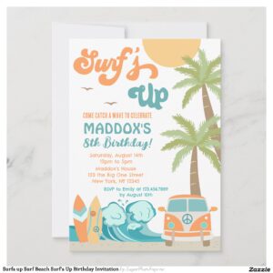 Surfs up Surf Beach Surf's Up Birthday Invitation