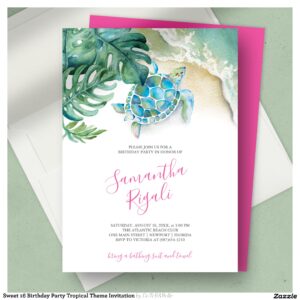 Sweet 16 Birthday Party Tropical Theme Invitation