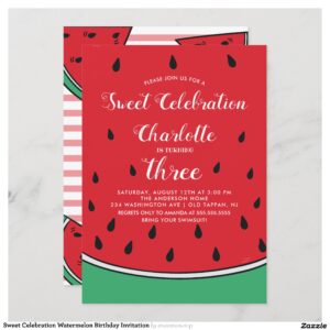 Sweet Celebration Watermelon Birthday Invitation