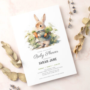 Sweet little bunny rabbit baby shower invitation