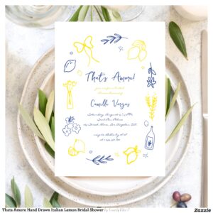 Thats Amore Hand Drawn Italian Lemon Bridal Shower Invitation