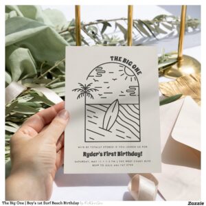 The Big One Boy's 1st Surf Beach Birthday Invitation
