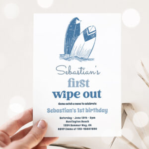 The Big One Modern Surf 1st Birthday Beach Party Invitation