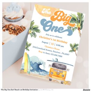The Big One Surf Beach 1st Birthday Invitation