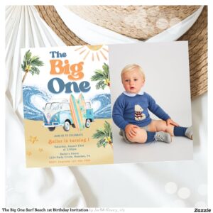 The Big One Surf Beach 1st Birthday Invitation