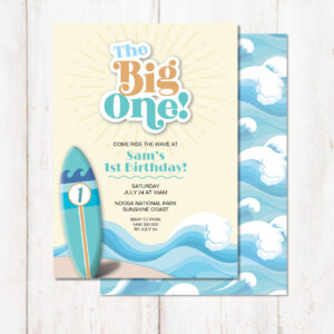 The Big One Surf Beach 1st Birthday Invitation