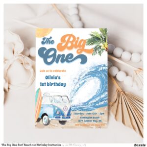 The Big One Surf Beach 1st Birthday Invitation