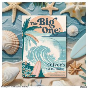 The Big One Surf Beach 1st Birthday Invitation