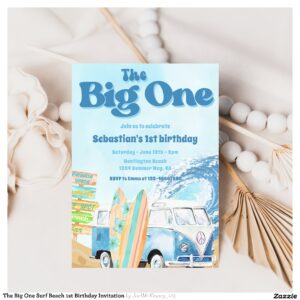 The Big One Surf Beach 1st Birthday Invitation