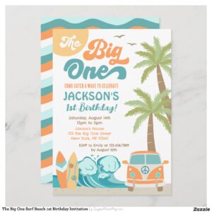 The Big One Surf Beach 1st Birthday Invitation