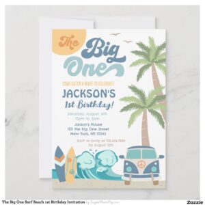 The Big One Surf Beach 1st Birthday Invitation