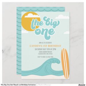 The Big One Surf Beach 1st Birthday Invitation