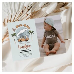 The Big One Surf Birthday Invitation Photo Card