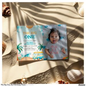 The Big One, Surf Birthday Photo Invitation