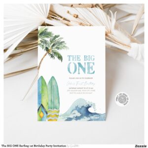 The BIG ONE Surfing 1st Birthday Party Invitation