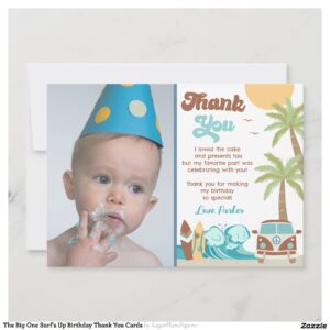 The Big One Surf's Up Birthday Thank You Cards