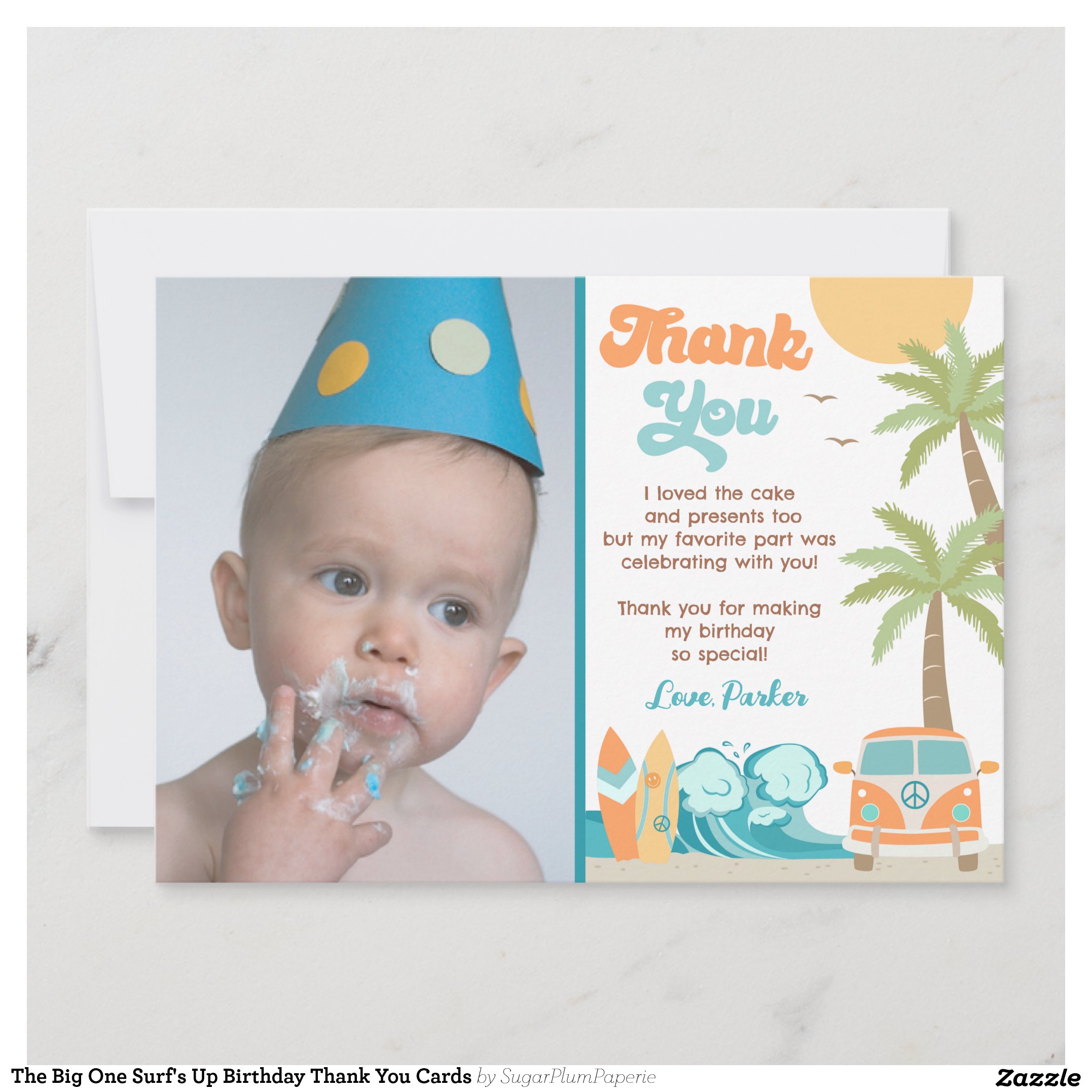 The Big One Surf's Up Birthday Thank You Cards