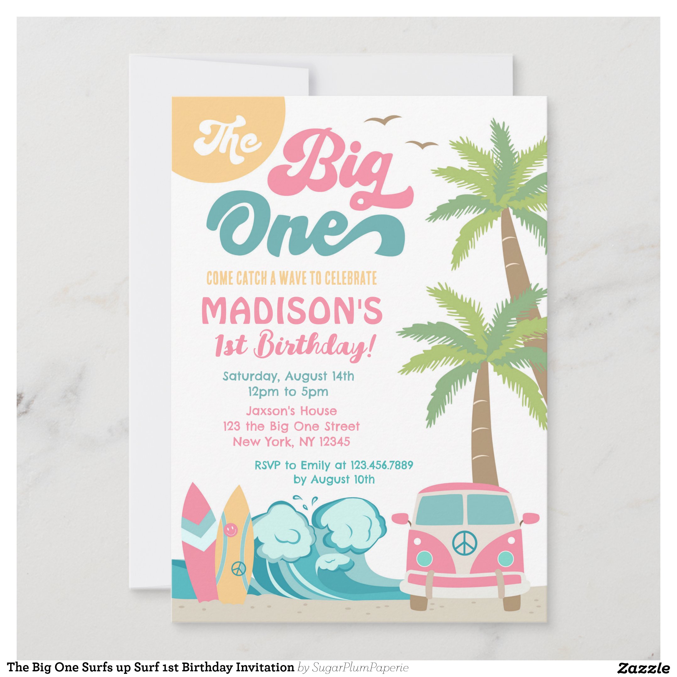 The Big One Surfs up Surf 1st Birthday Invitation