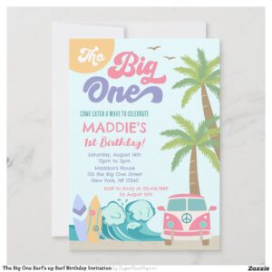 The Big One Surf's up Surf Birthday Invitation