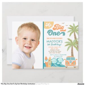 The Big One Surf's Up Surf Birthday Invitation