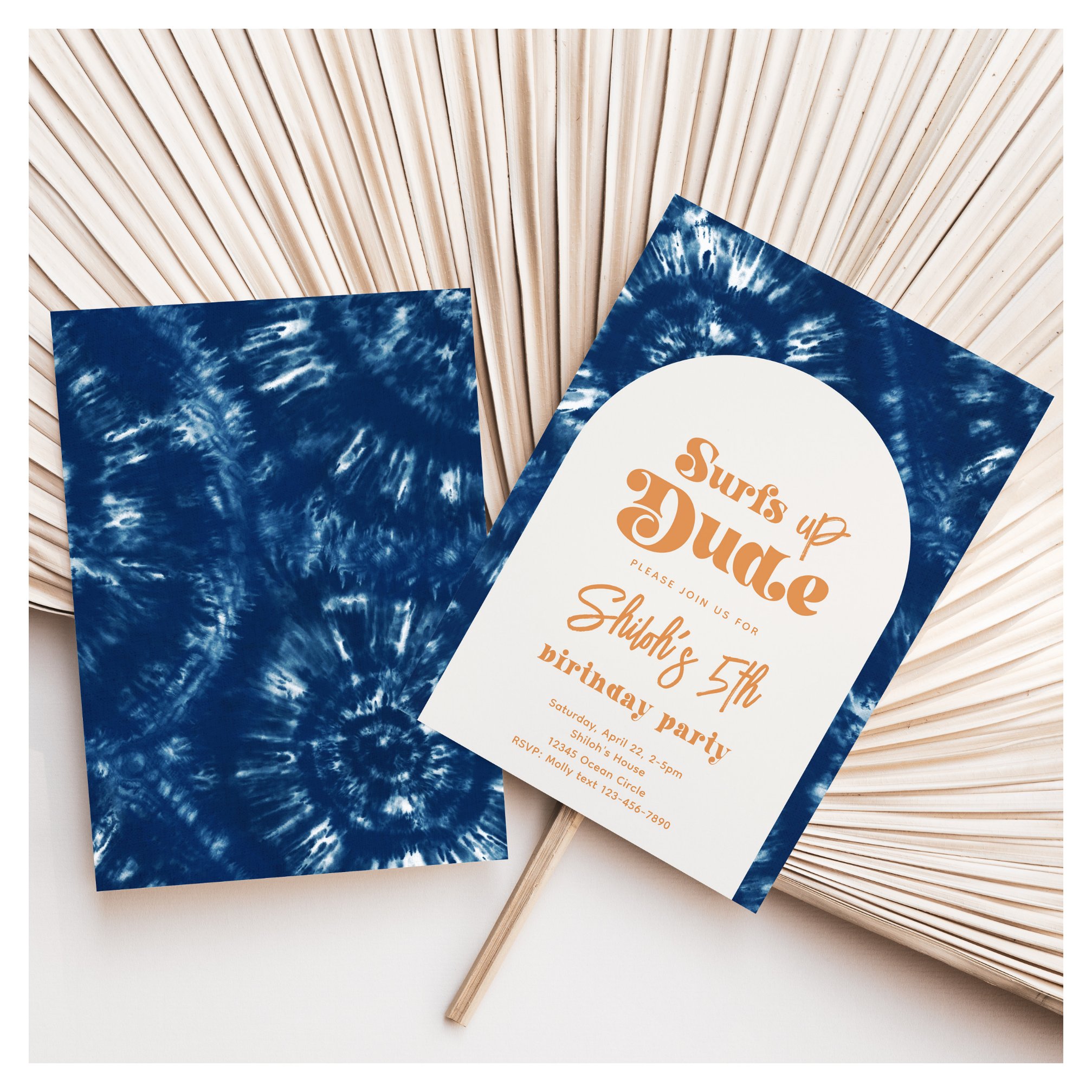 Tie Dye Surf Birthday Invitation Surf Party