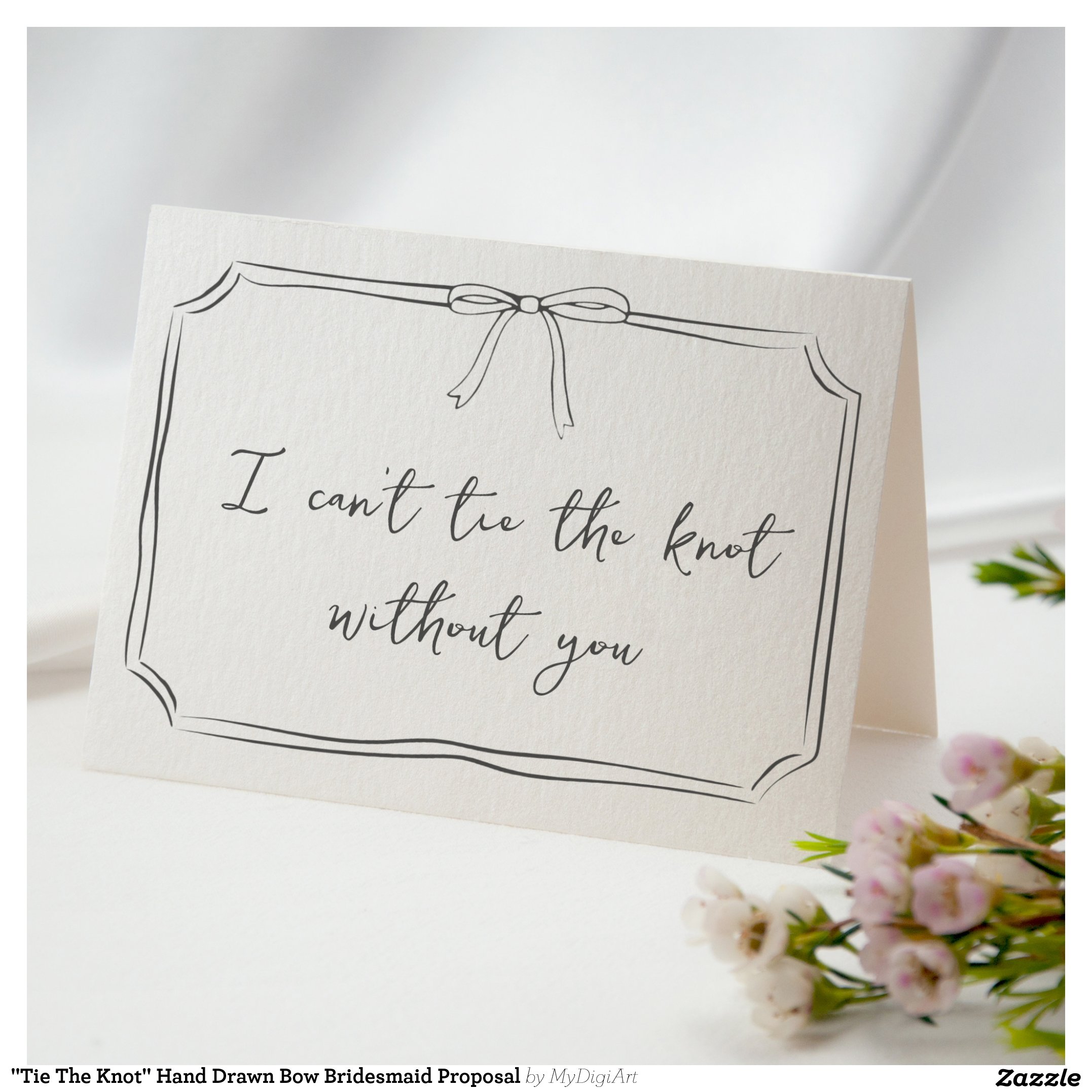 "Tie The Knot" Hand Drawn Bow Bridesmaid Proposal Card