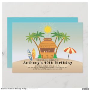 Tiki Bar Summer Birthday Party Invitation
