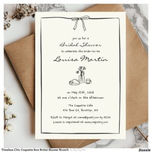 Timeless Chic Coquette Bow Bridal Shower Brunch Invitation