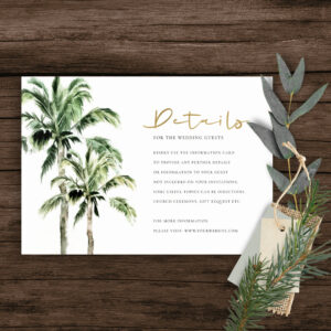 Tropical Beach Palm Trees Rustic Wedding Detail Enclosure Card